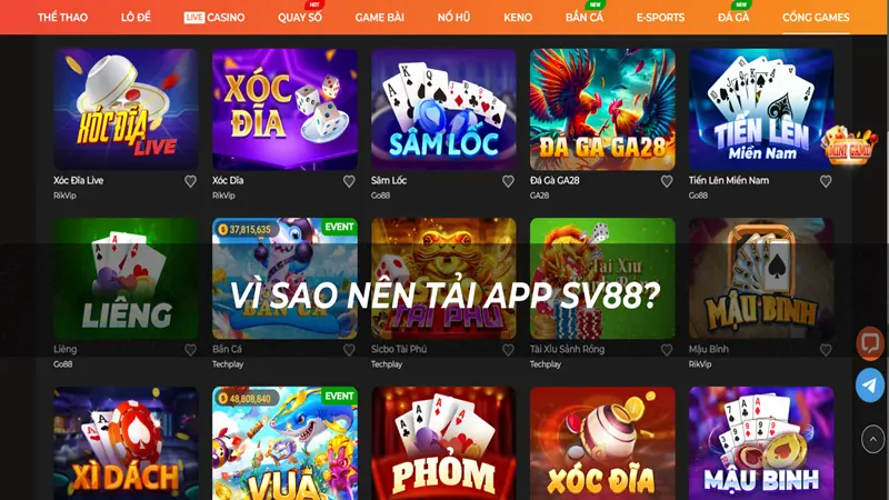 Tải app SV88 mang đến trải nghiệm cá cược tiện lợi